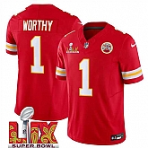 Men & Women & Youth Kansas City Chiefs #1 Xavier Worthy Red 2025 Super Bowl LIX Patch F.U.S.E. Vapor Limited Stitched Jersey,baseball caps,new era cap wholesale,wholesale hats